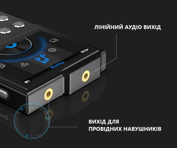 MP3-плеєр Hi-Fi AUDIO FM радіо Bluetooth DSD256 - підтримка Еквалайзера Line-Out та Диктофону пам'ять до 256 ГБ - Колір Металік-Темний